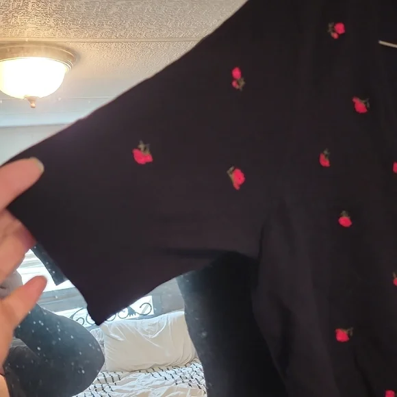 Torrid Black Cardigan with Pink Embroidery - Picture 2 of 4